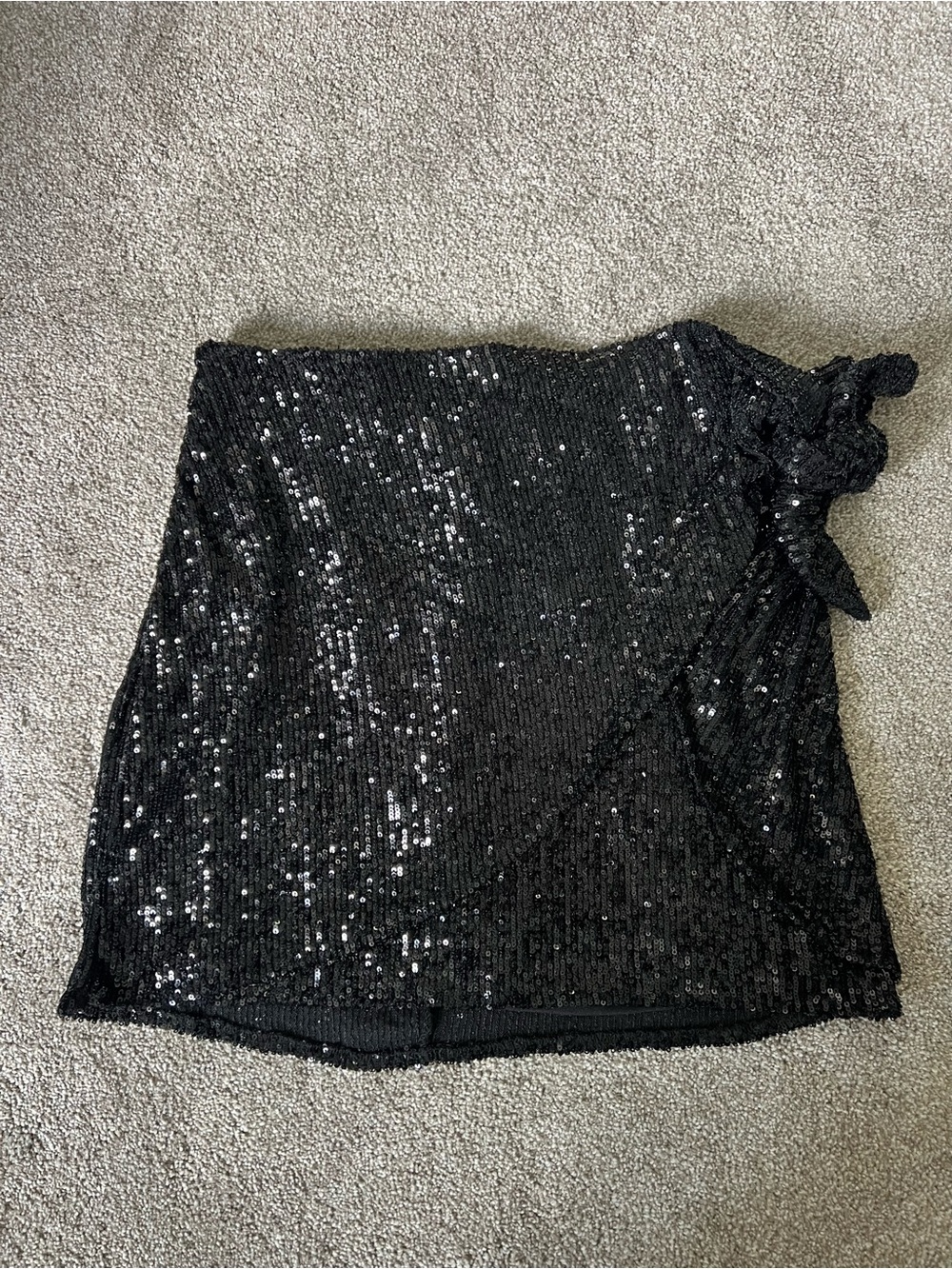 Show Me Your MuMu Black Sequin Wrap Tie Mini Skirt